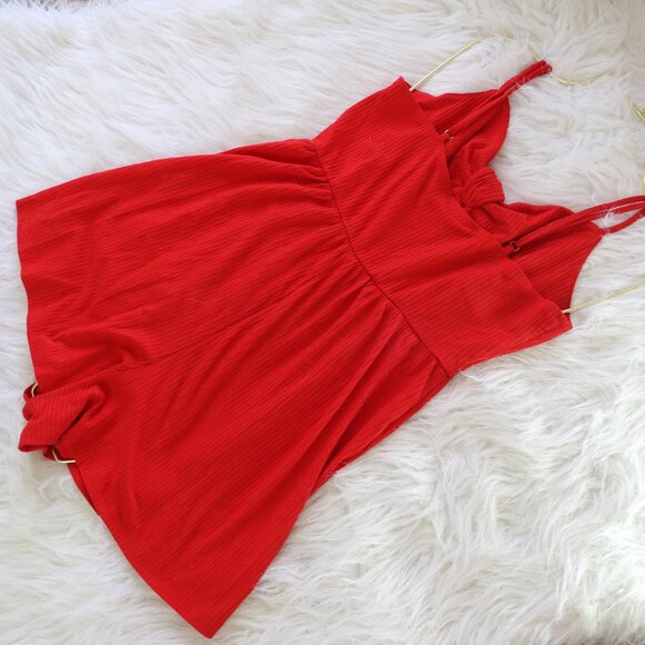 Xhilaration Red Ribbed Romper w/ Bow Detail | Size Small ❤️👗 - Picture 2 of 8